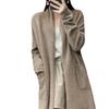 Spring Autumn Women's Cardigan Long Sleeve Sweater Solid Color Loose Warm Knitwear Female Long Coat Lazy Style Over Knee V-neck Thick Sweater Jacket