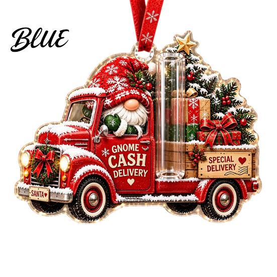 Decorative Hanging Gift Box Gnome Christmas Cash Holder Ornament, Acrylic Pendant for Creative Reveal Holiday Tree Decoration, Money Surprise