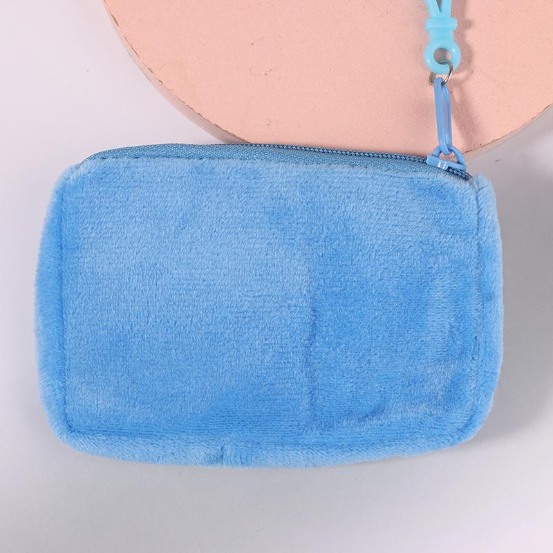 Cute Candy Color Plush Coin Purse Women Minimalist Square Change Pouch Wallet Headphone Bag Key Holder