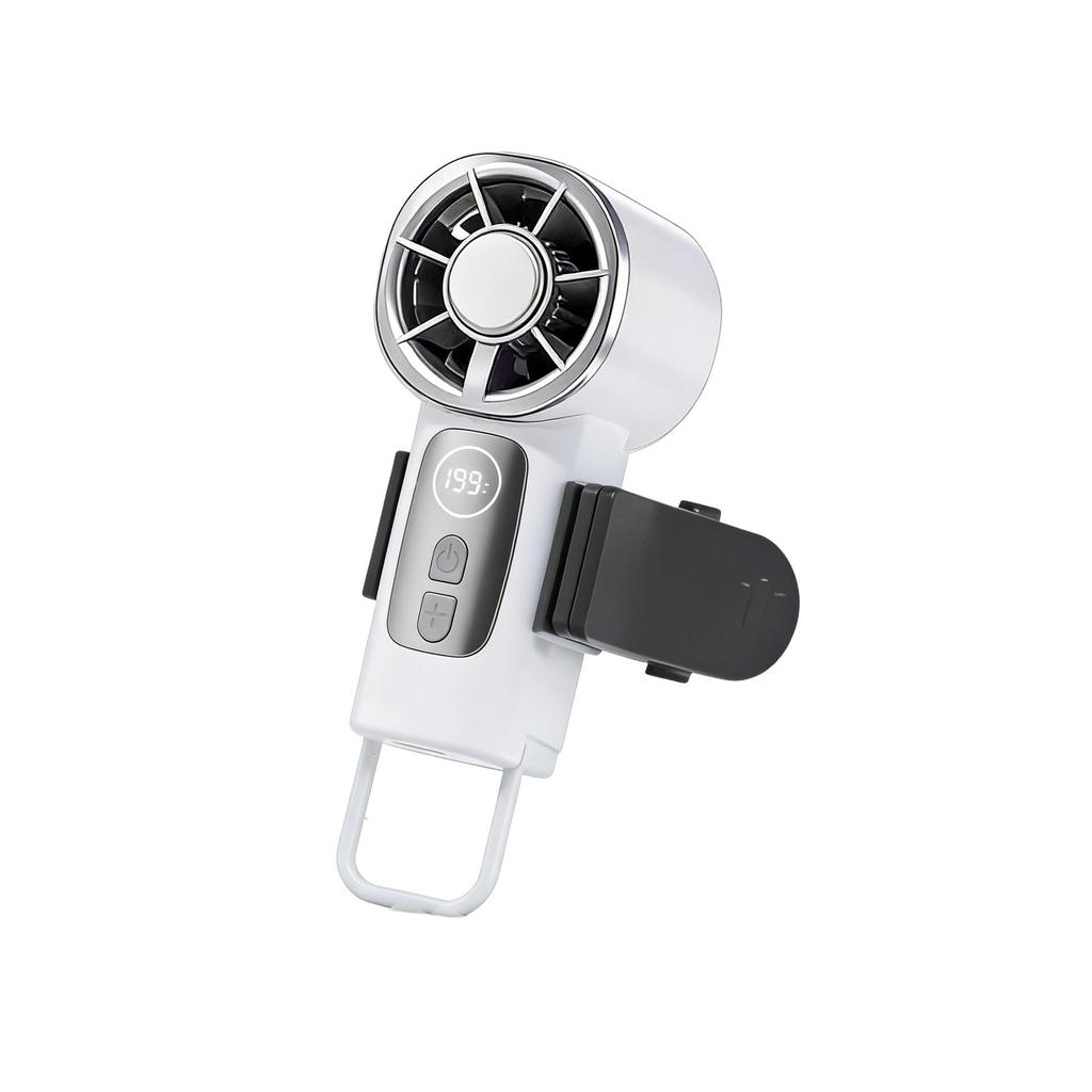 Rechargeable USB Handheld Mini Fan with Digital Display & Ice Pack Pocket