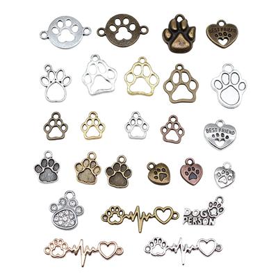20 Stück Anhänger Hundepfote Tibetische Bronze Silberfarbe Anhänger Antiker Schmuckherstellung DIY Handgemachtes Handwerk