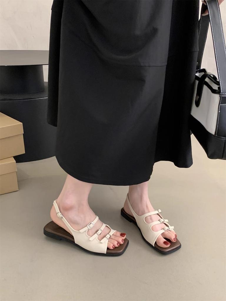 Fashion sandals women 2025 summer new retro French stunning fairy wind beach seaside vacation roman sandals
