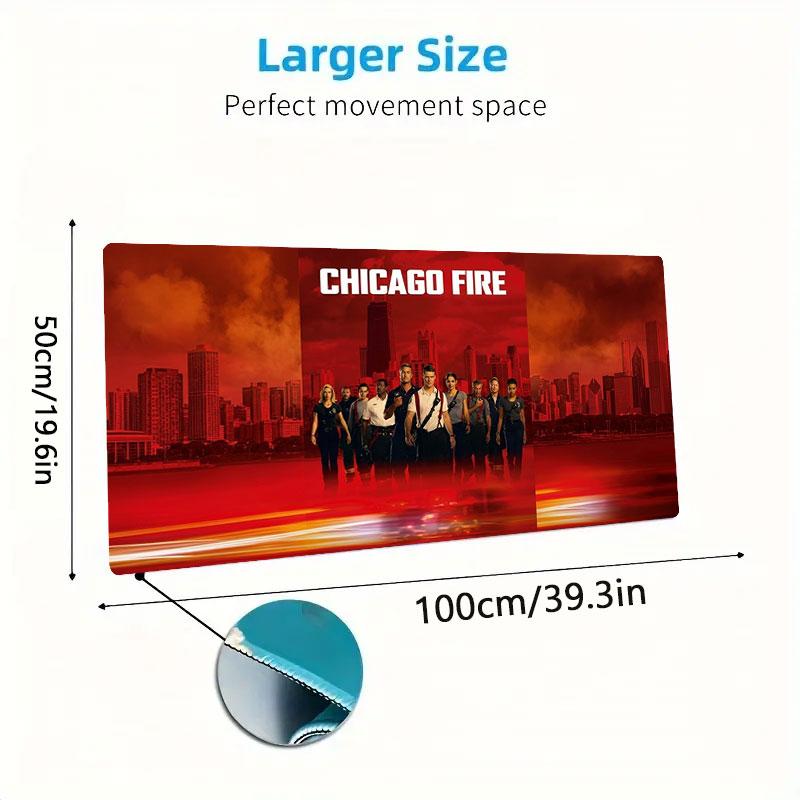 Chicago Fire Large Size Mouse Pad Large Gaming Table Cushion Nonslip Laptop Tablet Big Mousepad Xxl Mat Mini Pc Playmat With Lock Edge