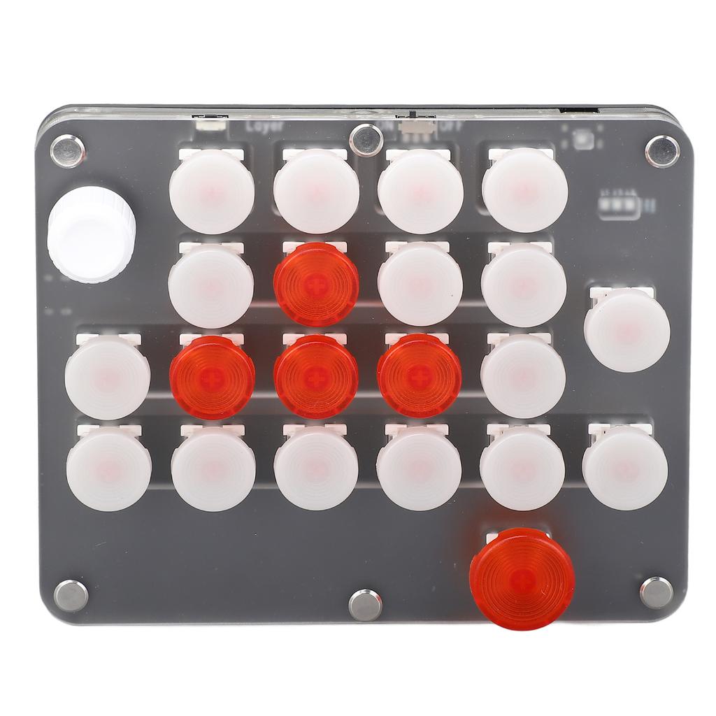 21 Keys Programmable Keyboard with Knob Red Axis USB C BT Connection One Handed Macro Mechanical