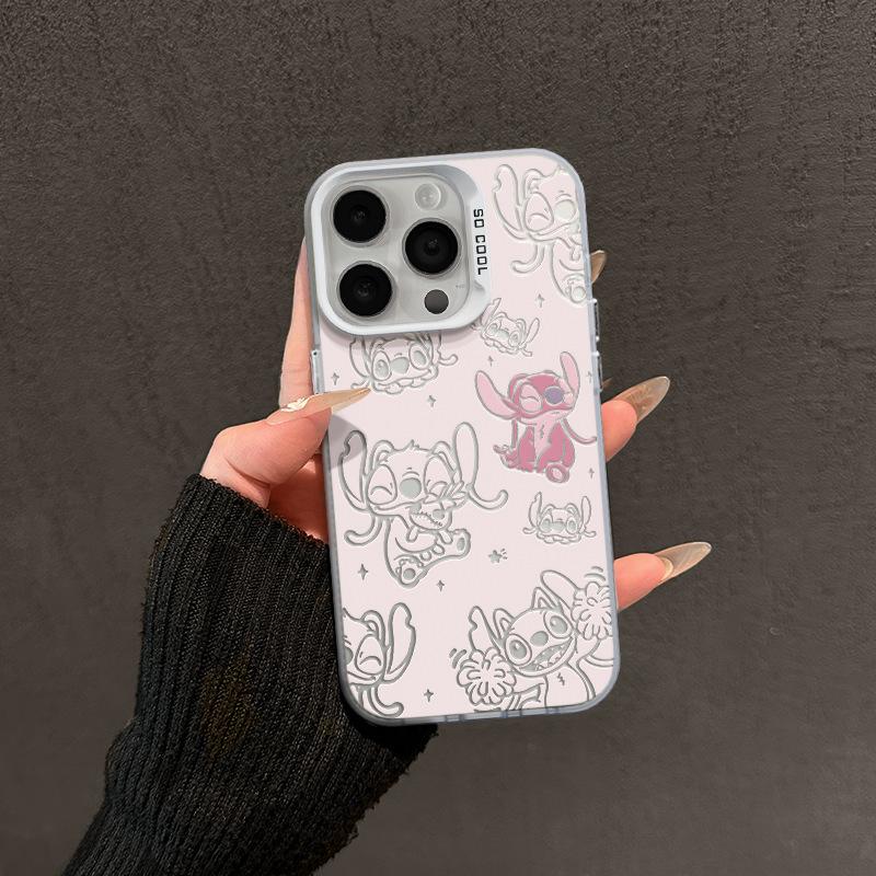 Cartoon Stitch Is Suitable for iPhone16promax Mobile Phone Case 15Pro Anti-drop 14 Colored Silver Case 13 Male XR Female X
