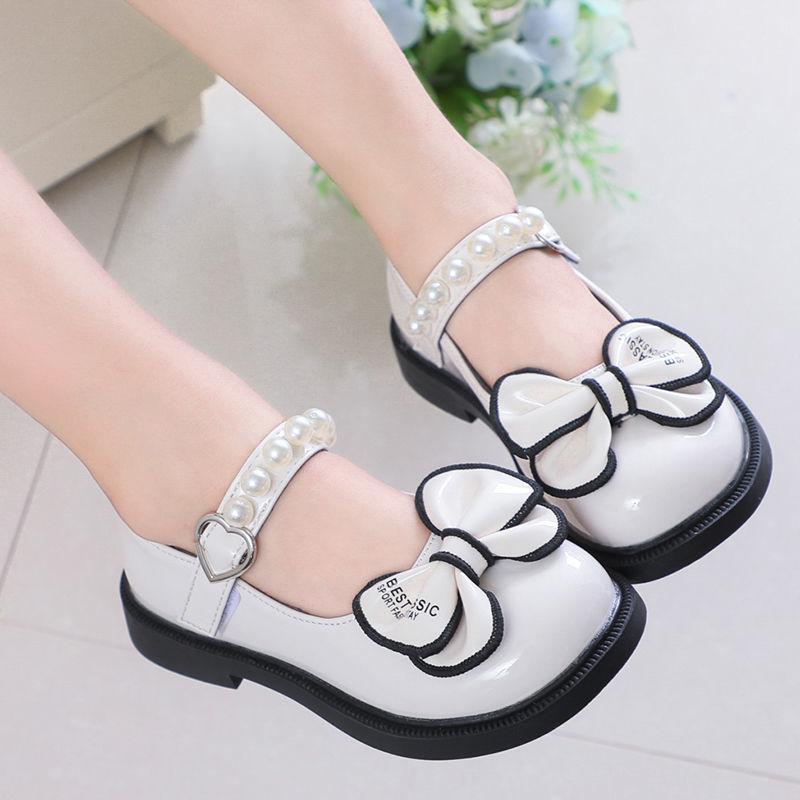 Girls' Korean version of leather shoes 2025 spring and autumn new student butterfly soft sole children's British style baby single shoes princess