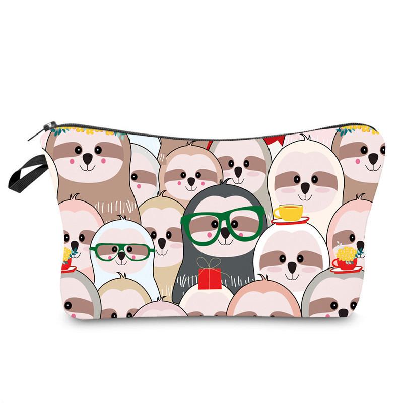 Stylish European And American Sloth Pattern Makeup Bag Ladies Handbag For Travel