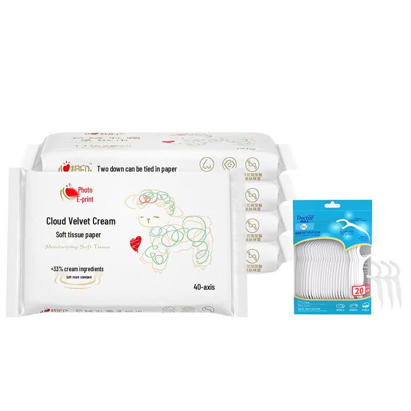 Dr. Dental Floss Picks & Heart to Heart Facial Tissues Bundle