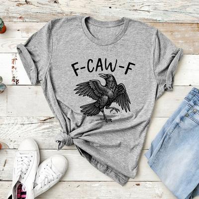 Funny Crow T-Shirt F-Caw-F T Shirt Raven Lover Gift Unisex Short Sleeve T-shirt Fall Season Tee Black Bird Graphic T Shirts