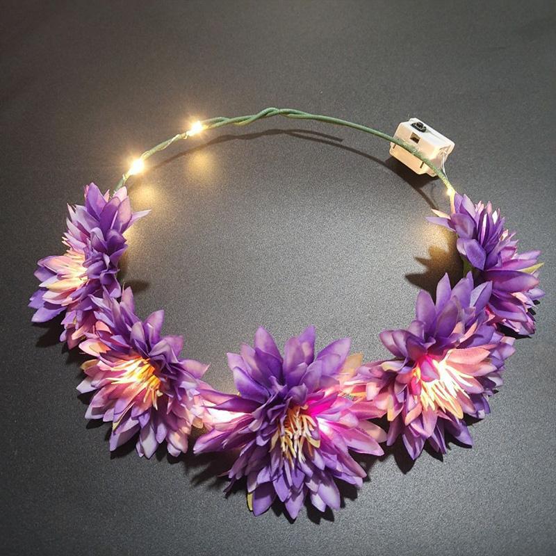 

1 шт. Светодиодная подсветка Новый симуляционный цветок Женщина Девушка Пляжная повязка на голову Свадебный подарок на день рождения Повязка на голову Гирлянда Повязка на голову Светящийся венок