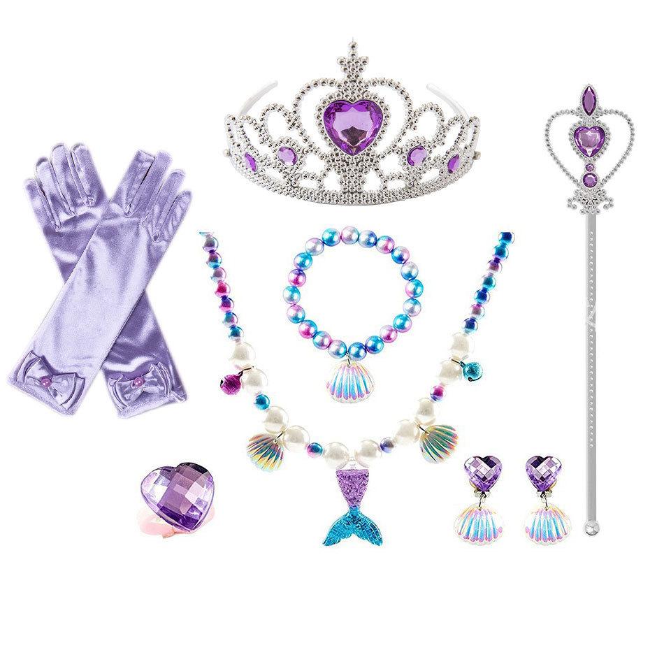 Children'S Accessories Set Love Snowflake Crown Magic Wand Princess Necklace Gloves