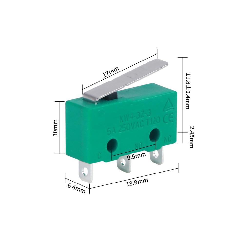 2Pcs KW4-3Z-3 5A 250VAC Micro Switch 3 Terminals with Lever Normally Open