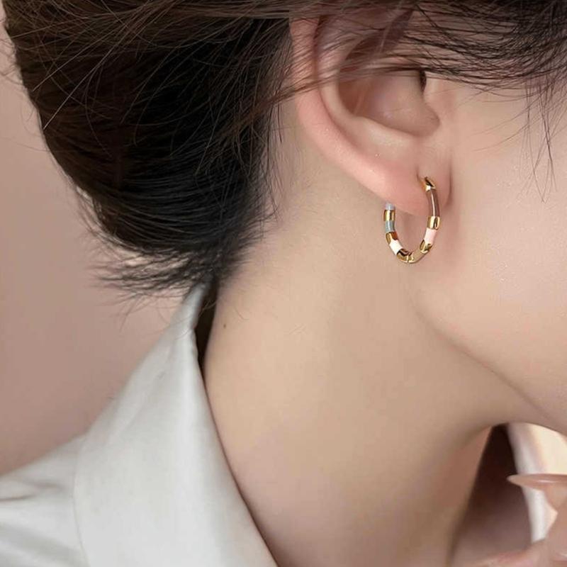 Orecchini a clip smaltati colorati Robusto metallo Accessori moda Design portatili Stili trendy giovanili