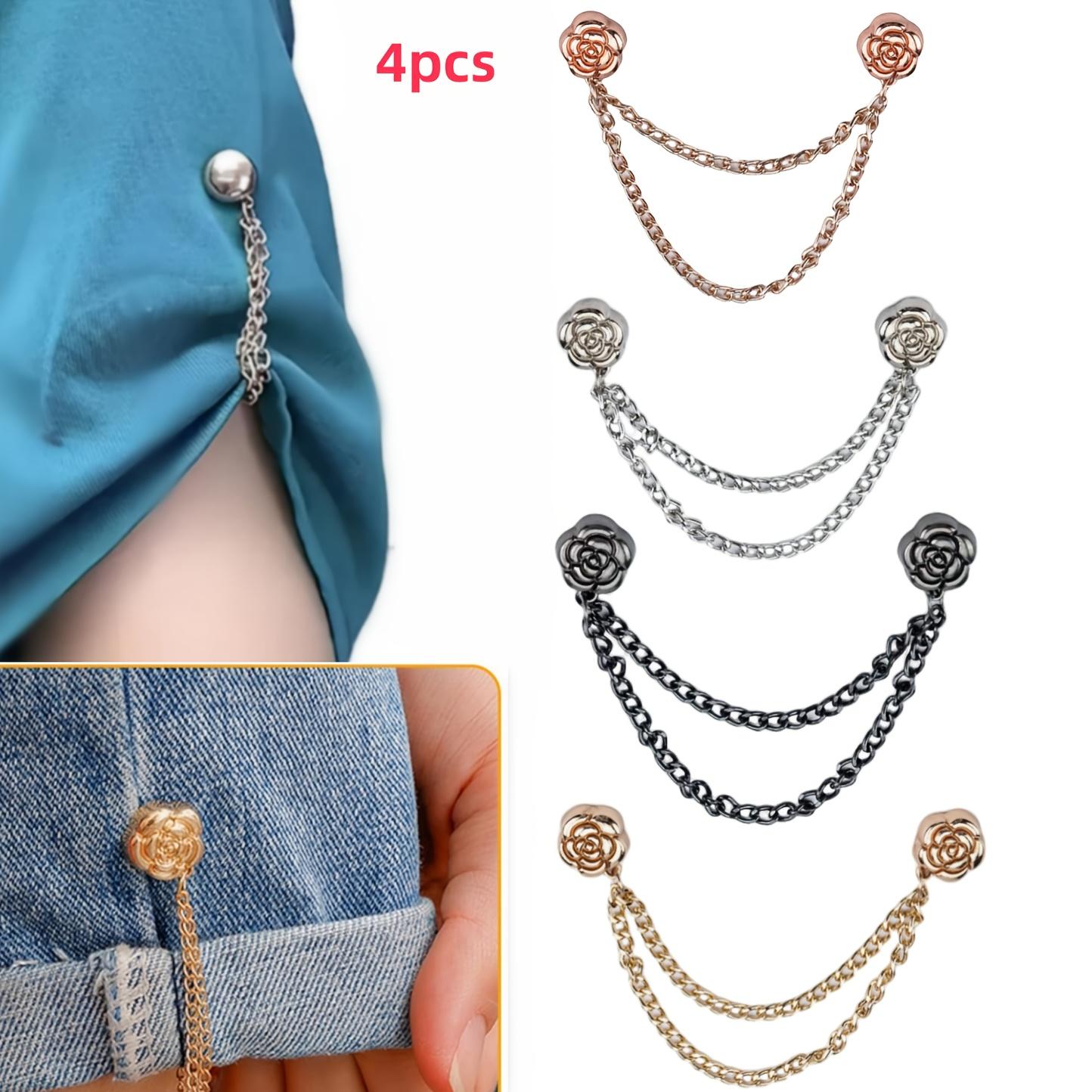 

4 шт. Многофункциональные магнитные зажимы для одежды, Пуговица для фиксации слишком длинного подола, Аксессуары с прочными зажимами-пуговицами, Используются для манжет, подола, одежды, головного платка