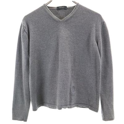 VERSACE CLASSIC V2 Langarm V-Ausschnitt Pullover M grau Strick Damen Gebraucht