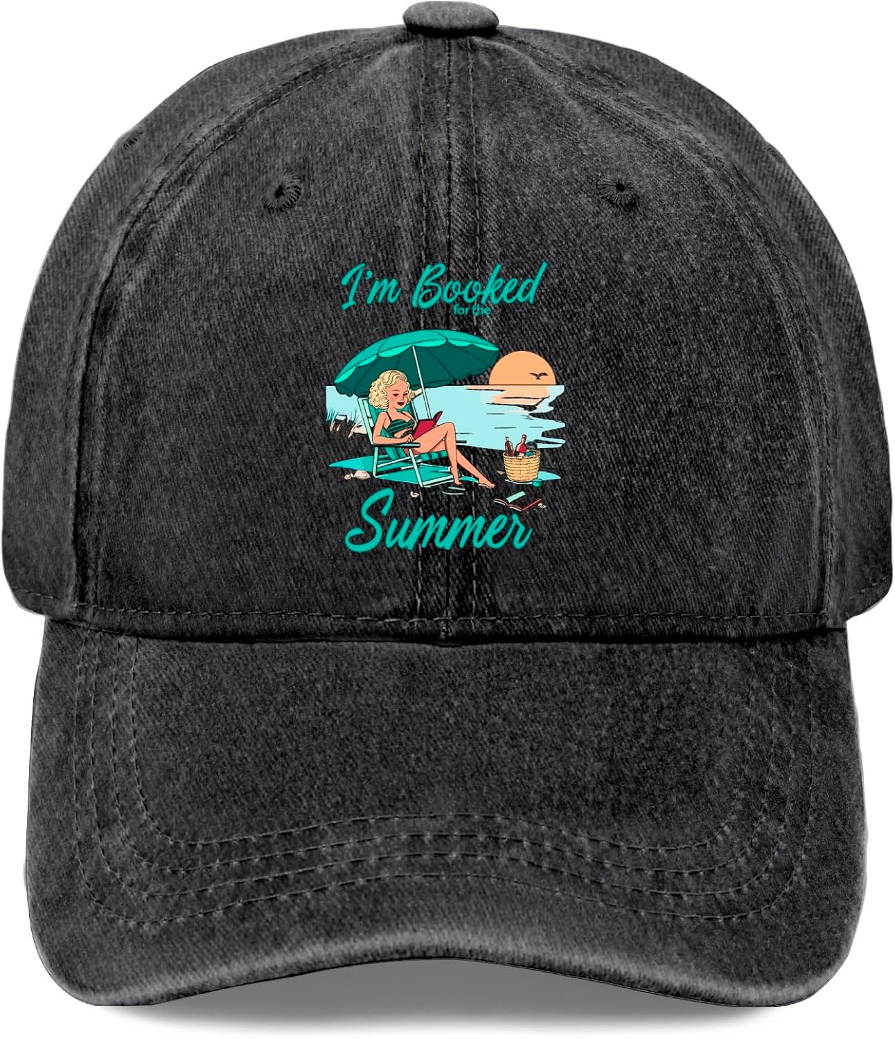 

Im Booked For The Summer Reading Woman Baseball Cap Distressed Washed Casual Polyester Cap One Size