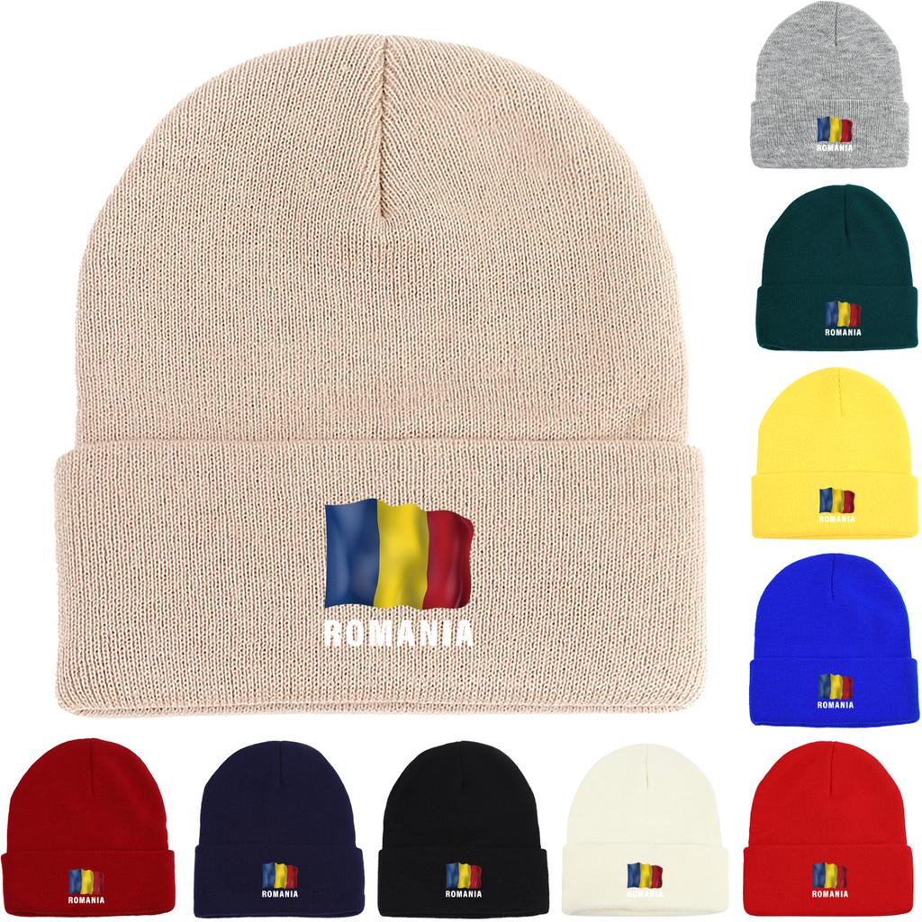 ROMANIA Flag Print Winter Hats Knitted Hat Beanie Man Cap Thermal Lightweight Knit Cap Beanie Perfect For Street Style