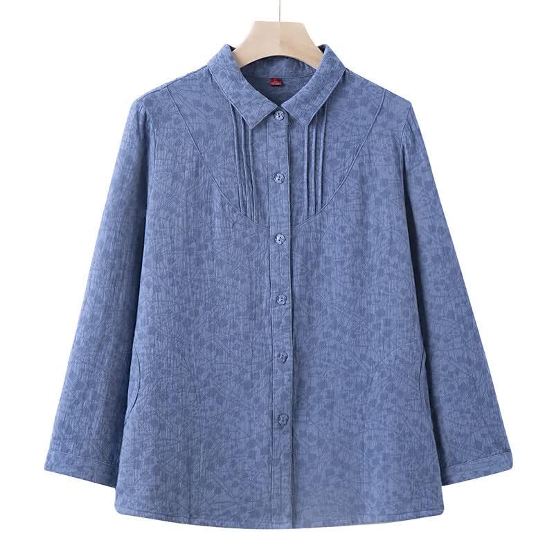 YUZHAOLIN Women's 100% Cotton Floral Long-Sleeve Shirt
