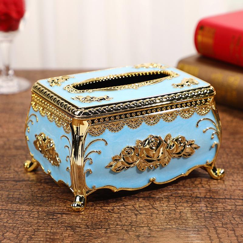 Facial Tissue Holder Embossed Rose Plastic Tissue Box Cover Tissue Dispenser for Living Room Home Household Kitchen Countertop
