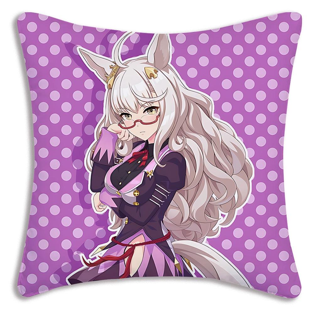 Anime Uma M-Musume Pretty Derby Pillow Covers Cartoon Sofa Decorative Home Double-sided Printing Short Plush Cute Cushion Cover