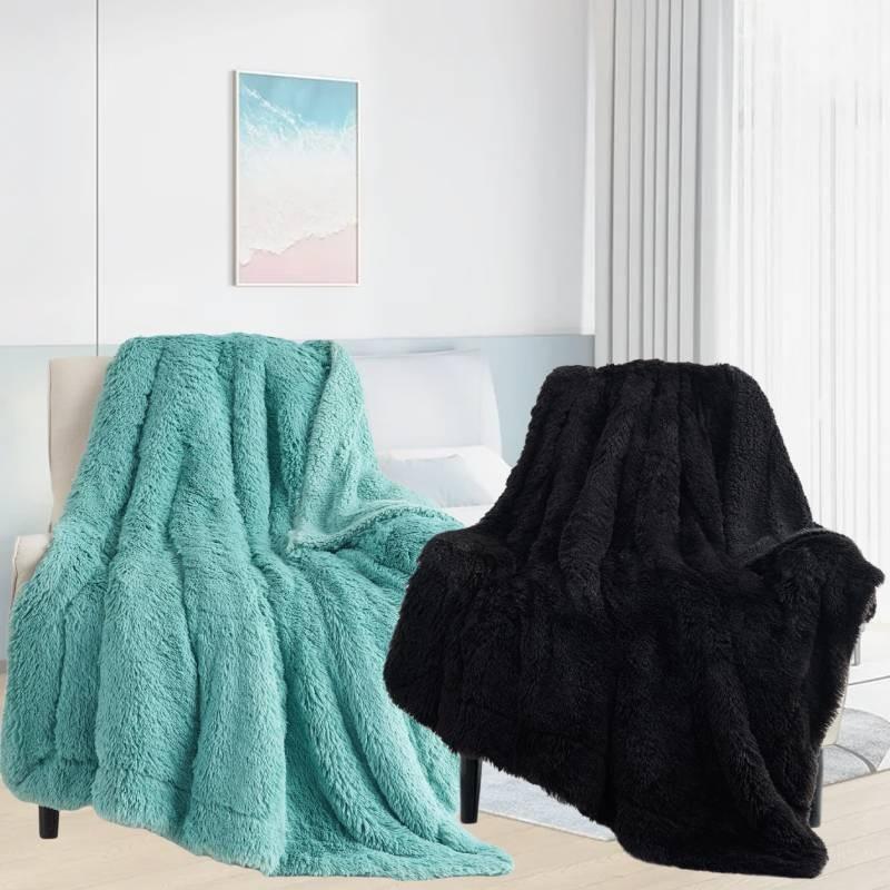 Faux Fur Oversized Blanket Super Soft Cozy Blanket Luxury Fluffy Throw Blan