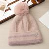 All Match Notes R Mark Plus Velvet Rabbit Fur Pullover Hat Autumn and Winter Outdoor Leisure Anti Cold Warm Hat Big Head Wool Hat