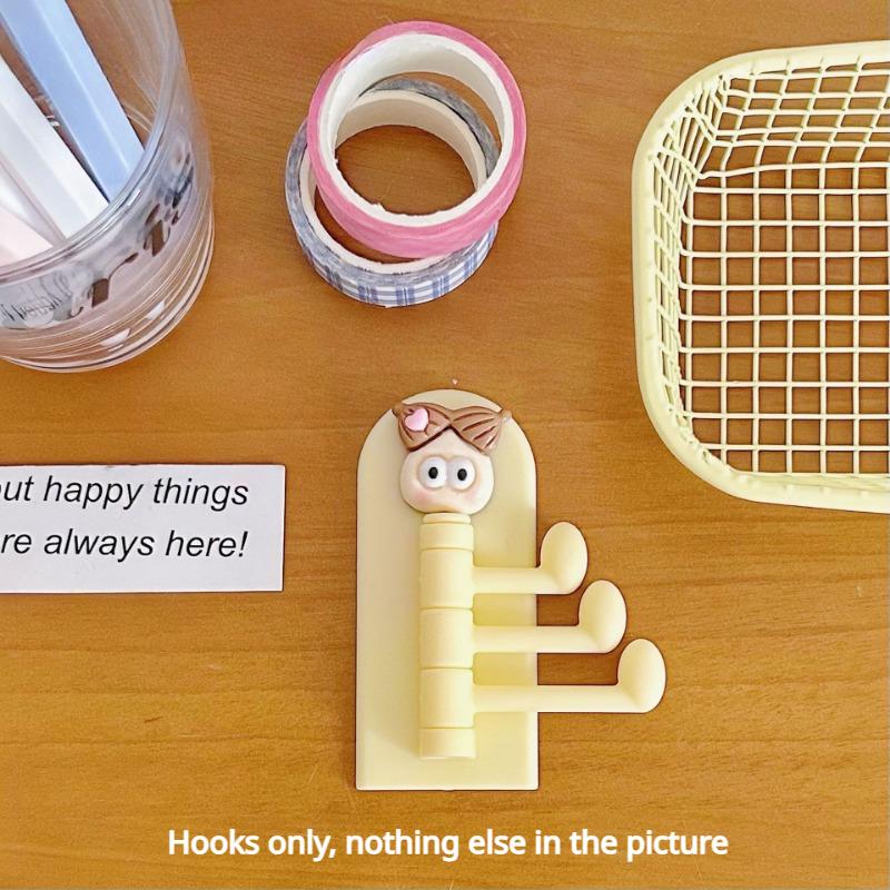 Cartoon Hooks Student Dormitory Non-marking Sticky Hooks Bathroom Kitchen Hole-free Hooks Bathroom Accessories Key Holder Wall