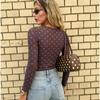 Leopard Polka Dot T-Shirt Transparent Y2k Crop Top Breathable Long Sleeve T-Shirt  Date Night