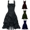 Women's Plus Size Gothic Corset Dress Vintage Lace Up Ruffle Layered Halloween Cosplay Prom Evening Party Formal Dress