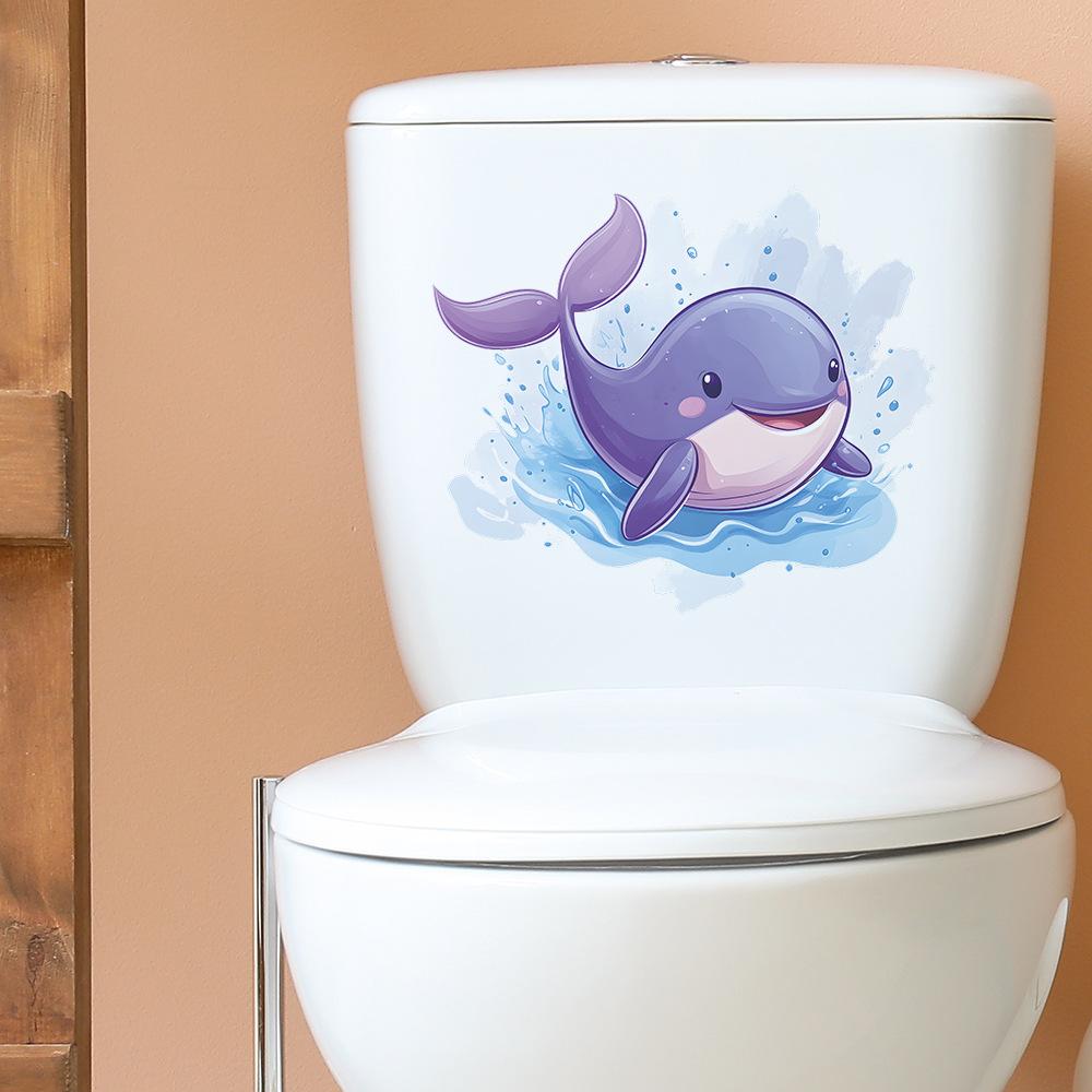 Cartoon-painted Underwater Whale Stickers for Bathroom Toilet and Toilet Home Beautification and Decoration
