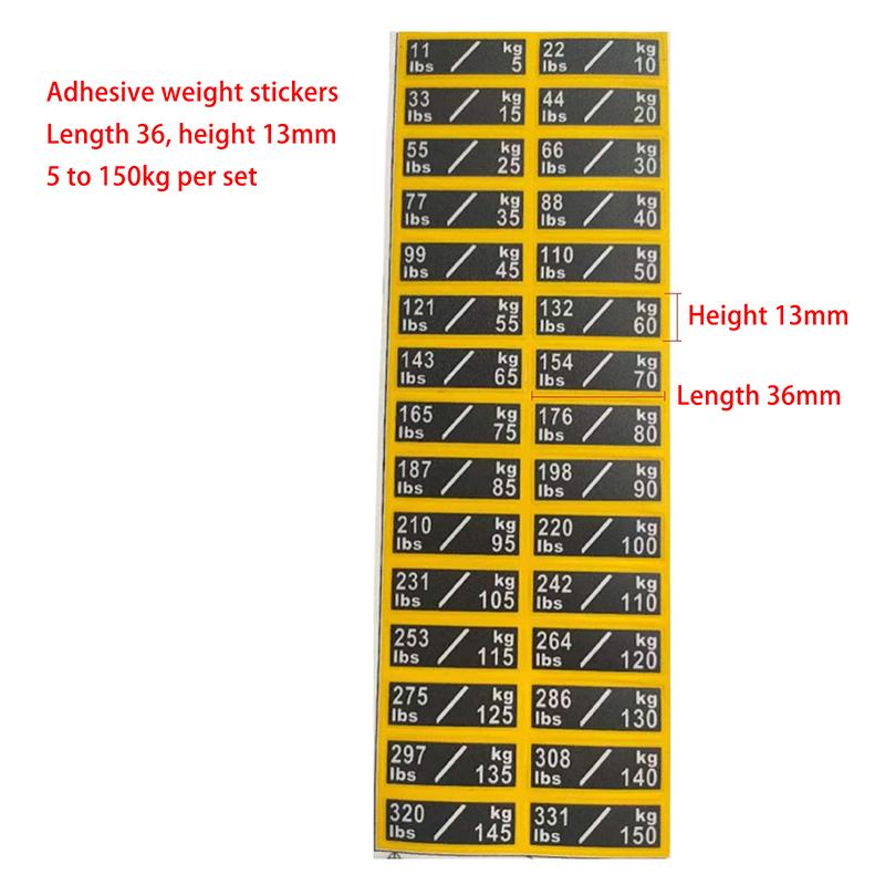 Weight Stack Labels 4.5Kg To 150Kg Black Background White Number Weight Stickers For Fitness Equipment Gym Strength Training