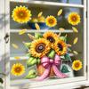 Static Cling Sunflower Basket Stickers for Balcony Bedroom Living Room Home Decor