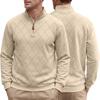 Men S Casual Long Sleeve Pullover Sweatshirt Stand Collar Half Zip Plaid