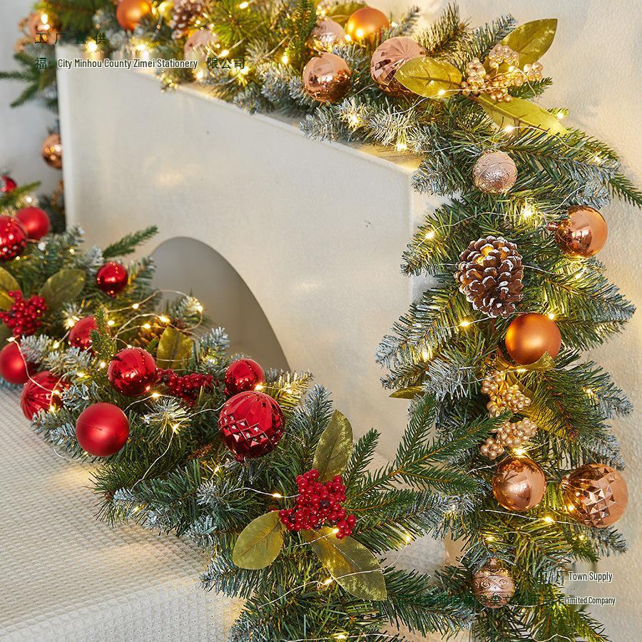 Enchanted Snowy Christmas Rattan Wreath for Window and Mall Displays
