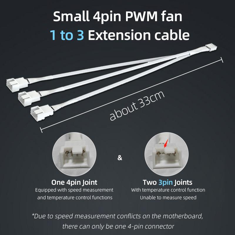 Teucer 12V/4Pin PWM Black/White Adapter Cable 1 to 1/2/3/4 Computer CPU Cooler Fan Splitter PC Chassis Fan Extension Power Cable