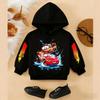 Soft Children Hoodie, Cartoon Racing Cars Splash Water Print Pullover Sweatshirt, Autumn Winter Casual Sport Long Sleeve Top For Kids Daily Wear