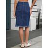 2025 Elegant Stretch Denim Skirt with Frayed Hem and Multi-Button Design