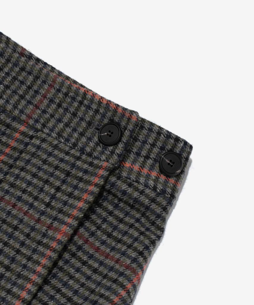 CARGOBROS FOR WOMAN Wool Check Pleated Wrap Midi Skirt (Charcoal)