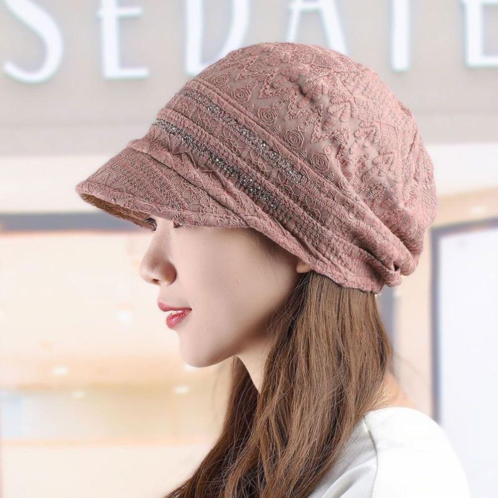Embroidery Women Baseball Cap Breathable Turban Beanies Hat Flower Beanie Cap  Autumn Summer