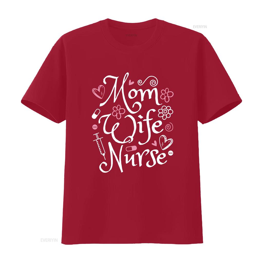 Mom Wife Nurse T Shirt Cute Registered Appreciation Graduation Idea vintage Washed Unisex Top For Everyday Wear Slightly