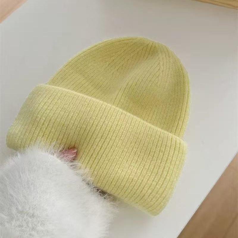 Women's Winter Hats Soft Knit Beanie Warm Rabbit Fur  Cute Solid Color Slouchy Cap Casual Outdoor Fashion Solid Adult Cover Head