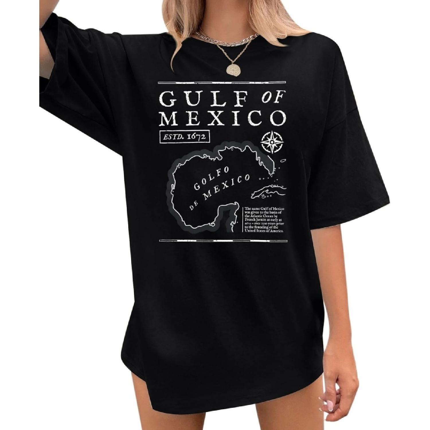 

Gulf of Mexico T Shirt Mexico Shirts for Women American Patriotic Shirt Retro Beach Tops Summer Oversized Graphic Tees XXXXXL різнокольоровий