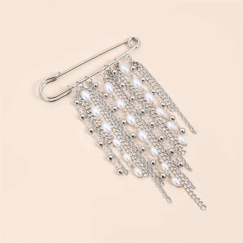 Elegant Pearl Chain Tassel Brooch Fashion Women Clothing Decor Accessories Jewelry Pin Pants Waist Adjust Pins Bag Pendant Gifts