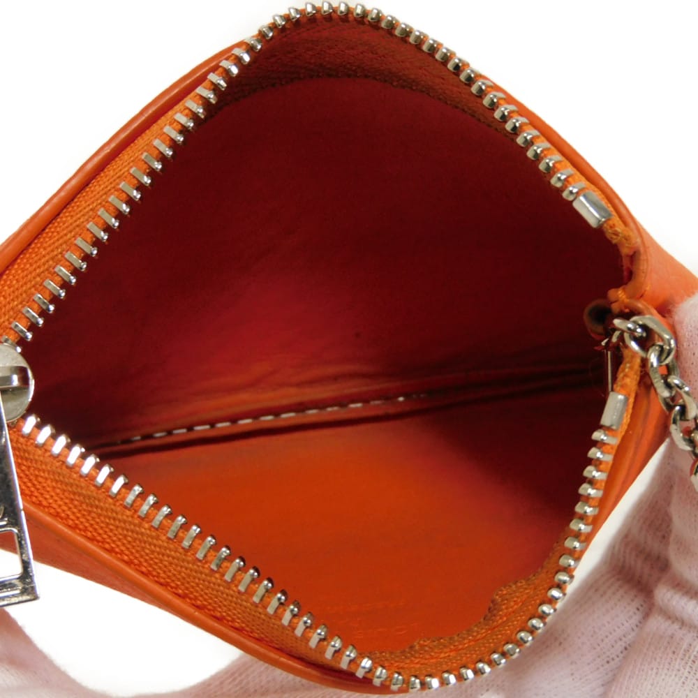 Used LV logo calfskin key ring with aerogram pattern, Volcano Orange, 12564 card key holder pochette cle M81032 7943