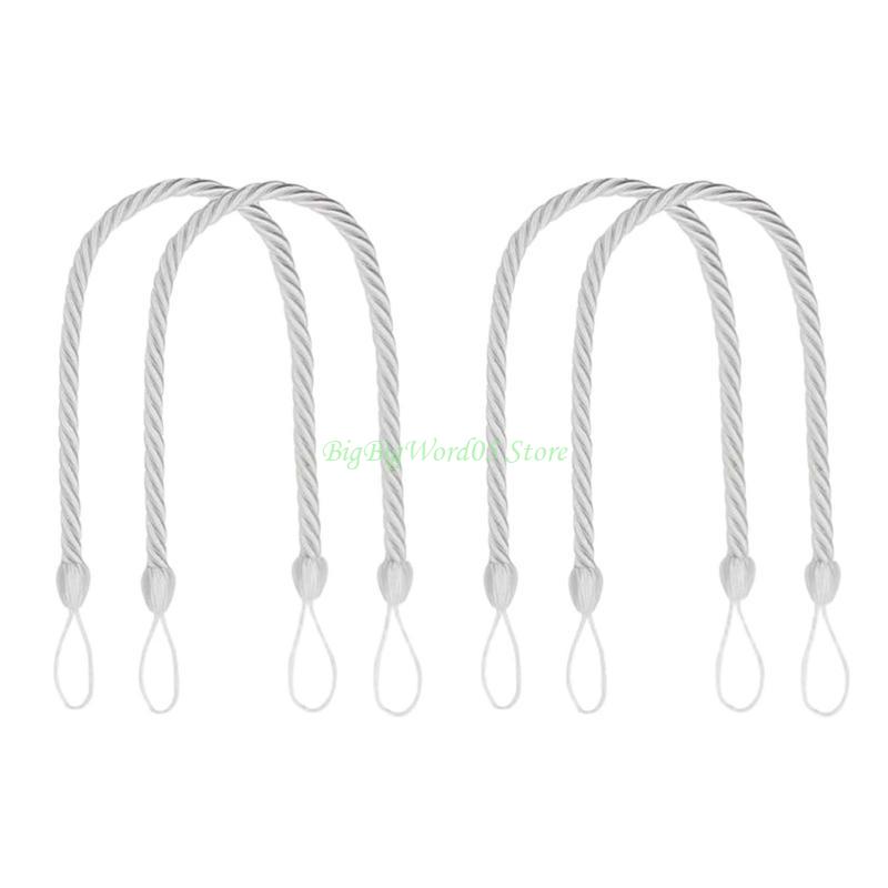 24TE 4Pack Elegant Bohos Styles Cotton Rope Curtain Tiebacks Soft Handwovens Decorative