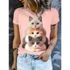 Sommer Modisches Lässiges Rundhals Kurzarm T-Shirt Bequem Atmungsaktiv Tier 3D Druck Locker Damen Pendler Vielseitiges T-Shirt