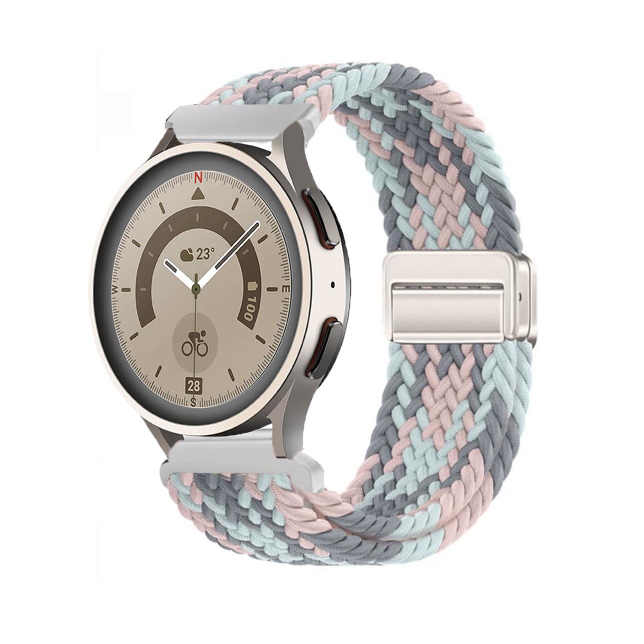 Kompatibles geflochtenes Magnetarmband aus Nylon für Huawei GT4 & Samsung Watch6 (20mm/22mm) Huawei GT3 46mm - 22mm gray