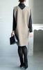 Gold Japan Plus Size and Dress Set with Turtleneck and Long Sleeves Women's Tops, Jumper, Skirt, (JP, Alphabet, 5L, Beige)