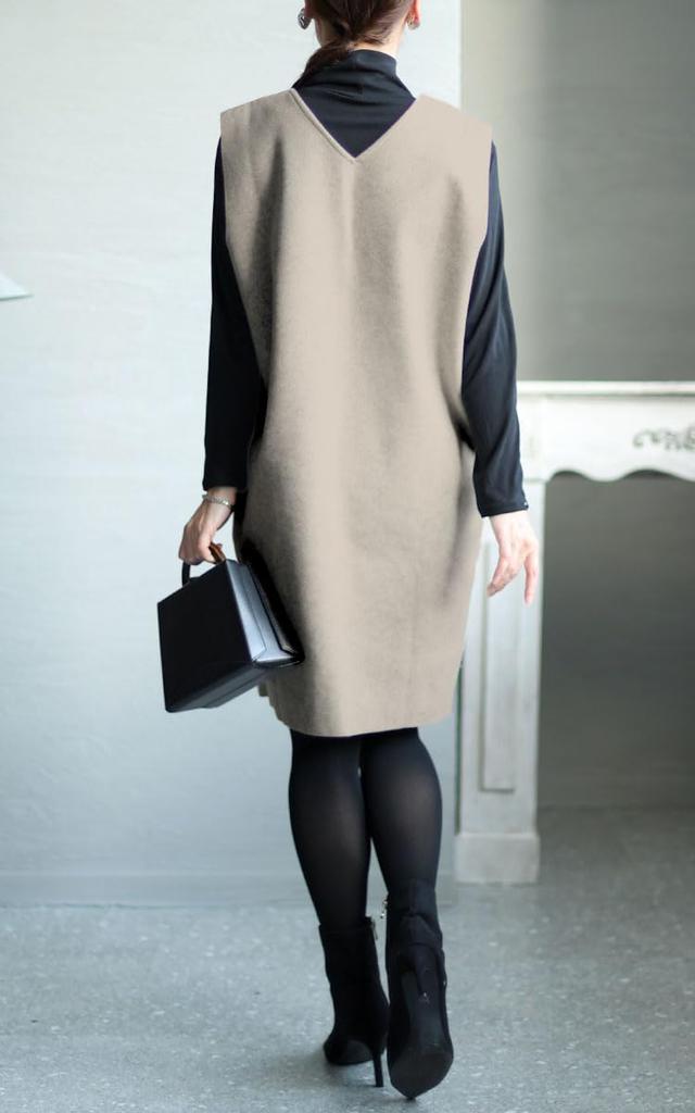 Gold Japan Plus Size and Dress Set with Turtleneck and Long Sleeves Women's Tops, Jumper, Skirt, (JP, Alphabet, 5L, Beige)