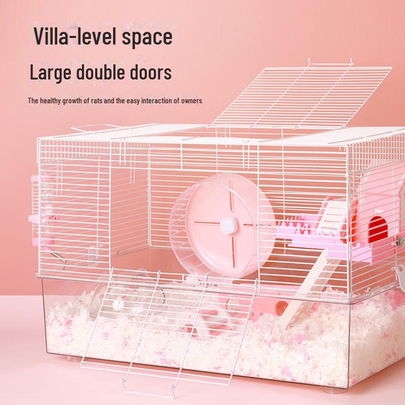 Luxusní prodyšná a kousání odolná klec pro křečka: Prostorná, Průhledná Vila pro Zlatého Křečka, Činčilu, Králíka - Snadno se Čistí